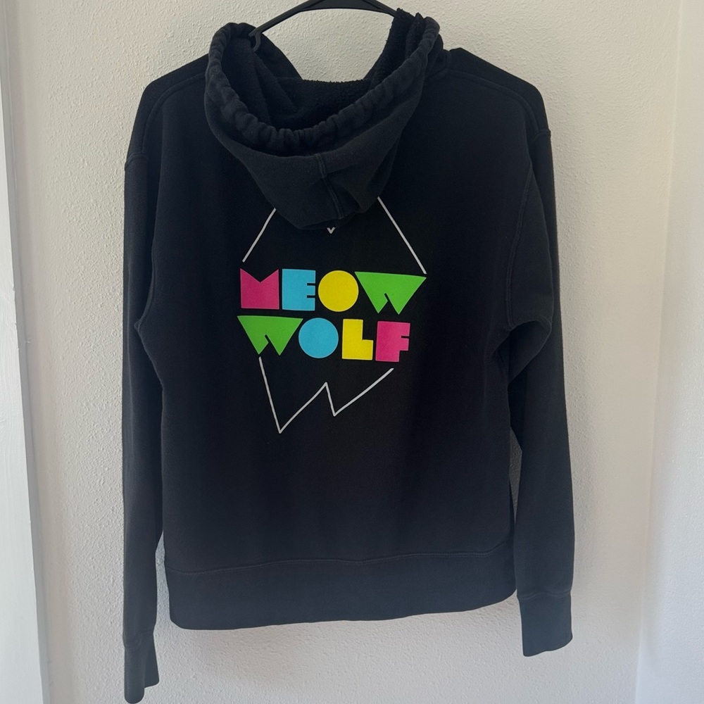 Women’s Meow Wolf Color Block Zippered Hoodie Hoody Size Small S Black